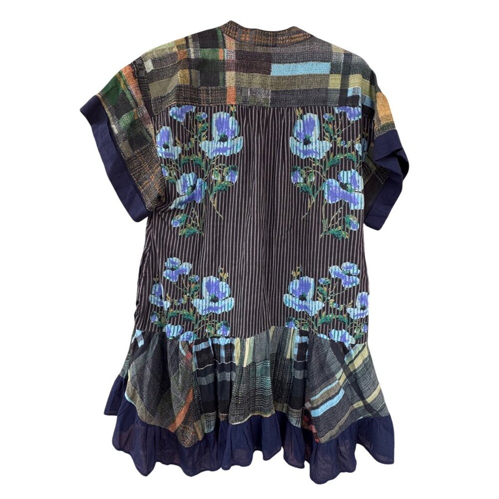 Free People Agnes Short Sleeve Ruffle V Neck Printed Floral Mini Dress .XS - Picture 4 of 10